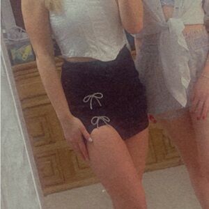 Windsor black sparkle bow mini skirt with built in shorts